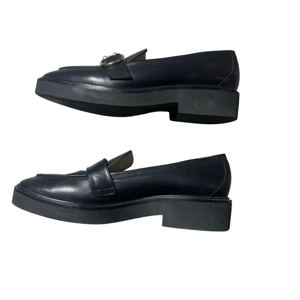 Stuart Weitzman Black Leather Brenna Loafers